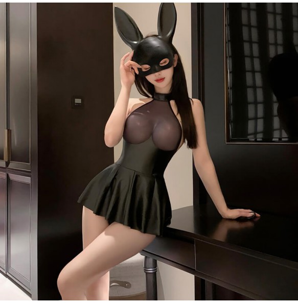 FEE ET MOI - Shiny Date-Night Power Bodysuit (Black)